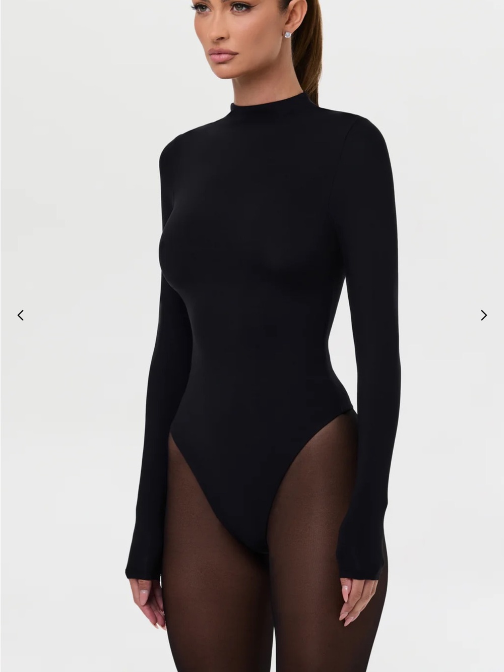 naked wardrobe medium Black Long-Sleeve Mock Neck Bodysuit